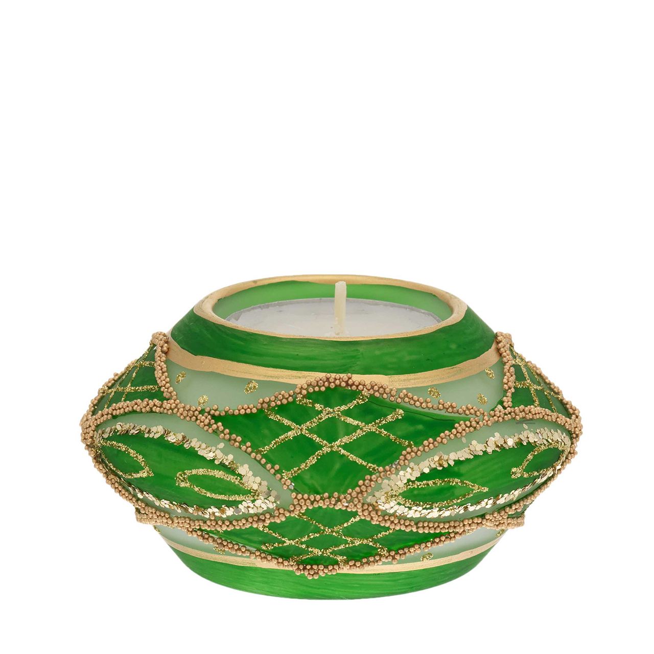 ELISSE 85*50 VERDE CON TEALIGHT MM 38